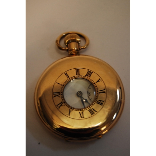 279 - GOLD PLATED HALF HUNTER POCKET WATCH