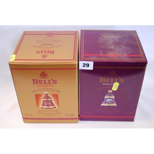 29 - TWO 70CL BELL'S EXTRA SPECIAL SCOTCH WHISKY CHRISTMAS DECANTERS 