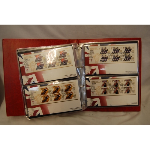 325 - 1 ALBUM OF LONDON 2012 OLYMPIC GAMES GOLD MEDAL WINNER STAMPS (28 SETS)