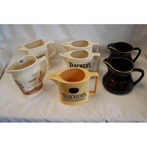 41 - 7 TEACHER'S WHISKY WATER JUGS