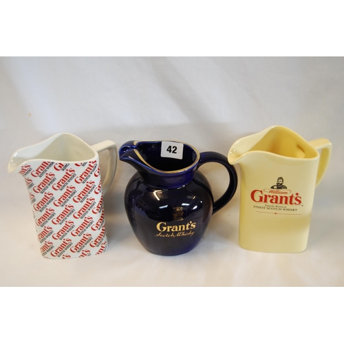 42 - 3 GRANT'S WHISKY WATER JUGS