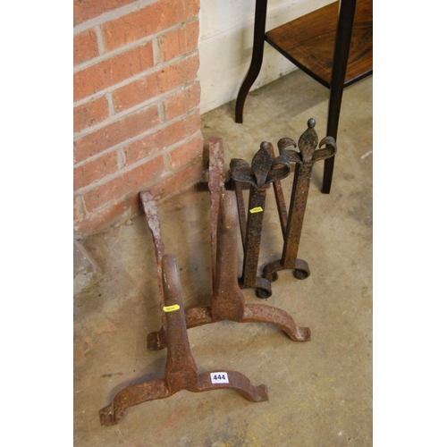 444 - 2 PAIRS OF 19TH CENTURY IRON FIRE DOGS