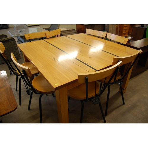 469 - DRAGIMILO/NICHOLAS DATTNER BENNELONG DINING TABLE (140cm x 140cm X 72cm) AND SET OF 8 MANHATAN DININ... 