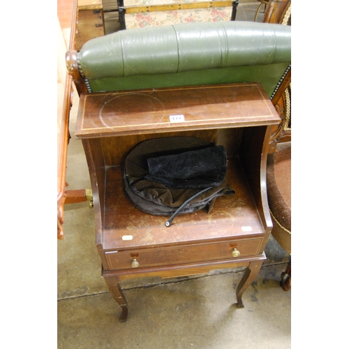 477 - MAHOGANY BEDSIDE TABLE FITTED DRAWER