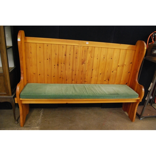 484 - MODERN PINE HALL SETTLE WITH LOOSE CUSHION (182cm X 46cm X 173cm)