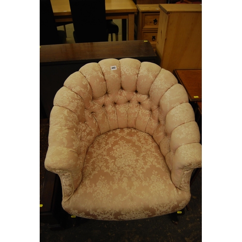 492 - EDWARDIAN BUTTON BACK TUB ARMCHAIR