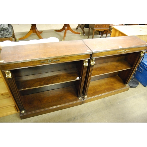 495 - PAIR OF MAHOGANY BOOKCASES WITH REEDED AND BRASS CARYATID SUPPORTS