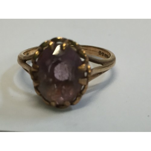 271 - 9CT GOLD RING SET AMETHYST STONE (2.4g GROSS)