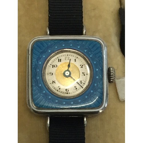 275 - SILVER & ENAMEL COCKTAIL WATCH