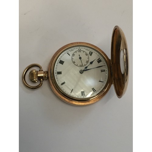 279 - GOLD PLATED HALF HUNTER POCKET WATCH