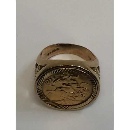 281 - 1911 GOLD HALF SOVEREIGN RING (11.0g)