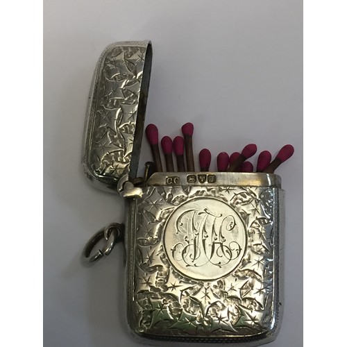 283 - ENGRAVED SILVER VESTA CASE WITH MONOGRAM, CHESTER 1904 (1.3ozs)