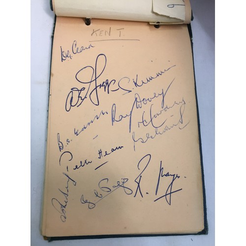 342 - AUTOGRAPH ALBUM OF ENGLAND & COUNTY CRICKET TEAMS c1950s CONTAINING SIGNATURES OF WARWICK XI 1957, S... 