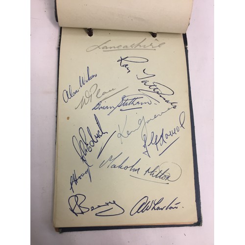 342 - AUTOGRAPH ALBUM OF ENGLAND & COUNTY CRICKET TEAMS c1950s CONTAINING SIGNATURES OF WARWICK XI 1957, S... 