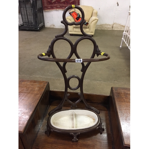 516 - FRENCH CAST IRON STICK STAND WITH CAST IRON PAN BY DEVILLE & LILIETTE CHARLEVILLE