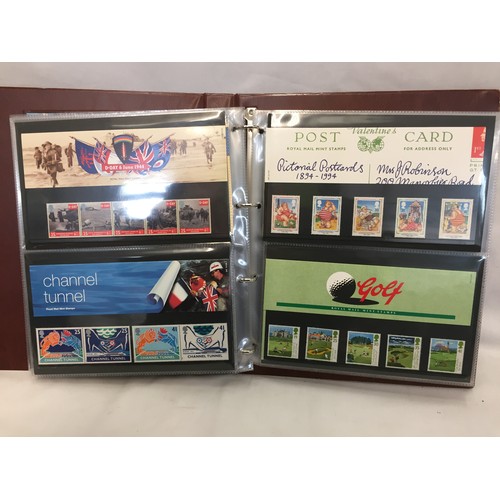 322 - 9 ALBUMS OF ROYAL MAIL PRESENTATION PACKS AND 1 ALBUM OF ROYAL MAIL FIRST DAY COVERS (THE PHOTOS SHO... 