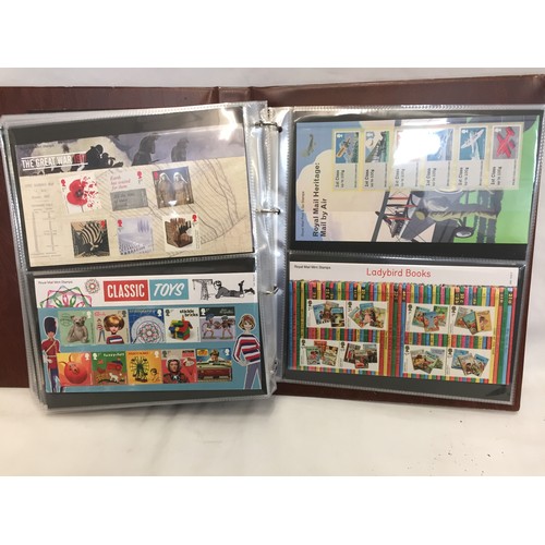 322 - 9 ALBUMS OF ROYAL MAIL PRESENTATION PACKS AND 1 ALBUM OF ROYAL MAIL FIRST DAY COVERS (THE PHOTOS SHO... 