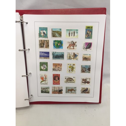 323 - 26 ALBUMS OF WORLD STAMPS (THE PHOTOS SHOW ONLY A SMALL AMOUNT OF THE TOTAL CONTENTS)