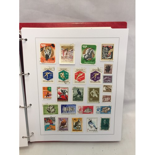 323 - 26 ALBUMS OF WORLD STAMPS (THE PHOTOS SHOW ONLY A SMALL AMOUNT OF THE TOTAL CONTENTS)