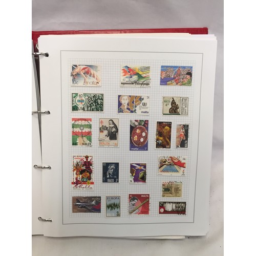 323 - 26 ALBUMS OF WORLD STAMPS (THE PHOTOS SHOW ONLY A SMALL AMOUNT OF THE TOTAL CONTENTS)