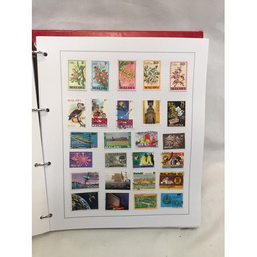 323 - 26 ALBUMS OF WORLD STAMPS (THE PHOTOS SHOW ONLY A SMALL AMOUNT OF THE TOTAL CONTENTS)