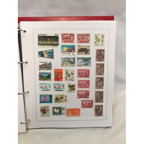 323 - 26 ALBUMS OF WORLD STAMPS (THE PHOTOS SHOW ONLY A SMALL AMOUNT OF THE TOTAL CONTENTS)