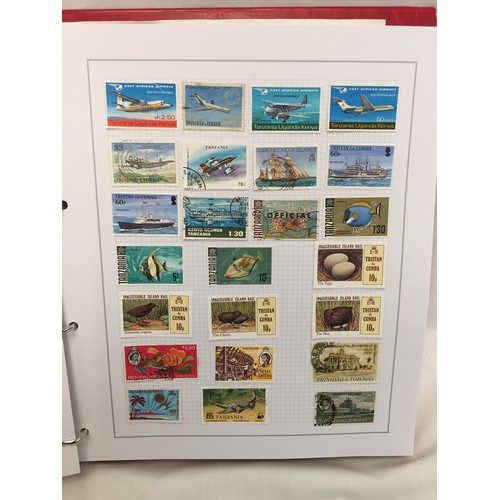 323 - 26 ALBUMS OF WORLD STAMPS (THE PHOTOS SHOW ONLY A SMALL AMOUNT OF THE TOTAL CONTENTS)