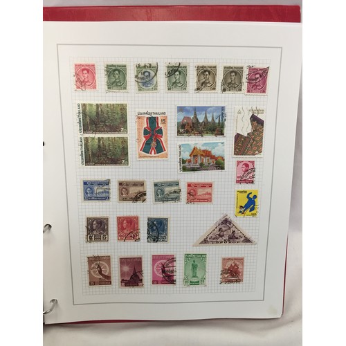 323 - 26 ALBUMS OF WORLD STAMPS (THE PHOTOS SHOW ONLY A SMALL AMOUNT OF THE TOTAL CONTENTS)