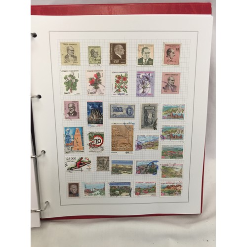 323 - 26 ALBUMS OF WORLD STAMPS (THE PHOTOS SHOW ONLY A SMALL AMOUNT OF THE TOTAL CONTENTS)