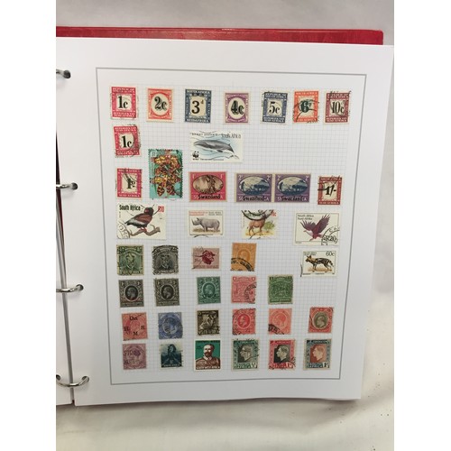 323 - 26 ALBUMS OF WORLD STAMPS (THE PHOTOS SHOW ONLY A SMALL AMOUNT OF THE TOTAL CONTENTS)