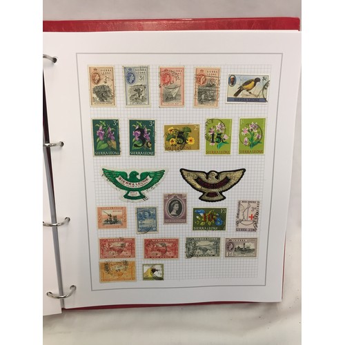 323 - 26 ALBUMS OF WORLD STAMPS (THE PHOTOS SHOW ONLY A SMALL AMOUNT OF THE TOTAL CONTENTS)