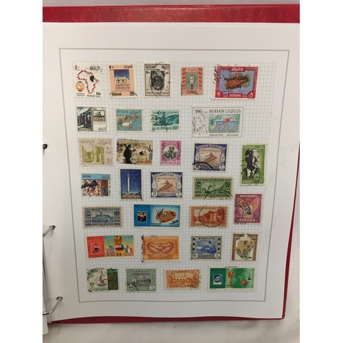 323 - 26 ALBUMS OF WORLD STAMPS (THE PHOTOS SHOW ONLY A SMALL AMOUNT OF THE TOTAL CONTENTS)