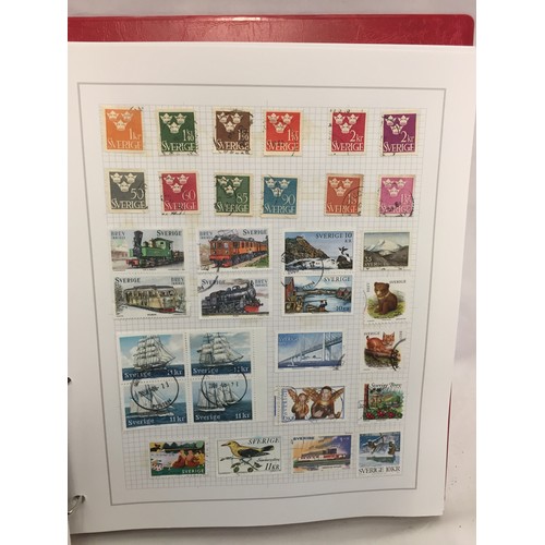 323 - 26 ALBUMS OF WORLD STAMPS (THE PHOTOS SHOW ONLY A SMALL AMOUNT OF THE TOTAL CONTENTS)