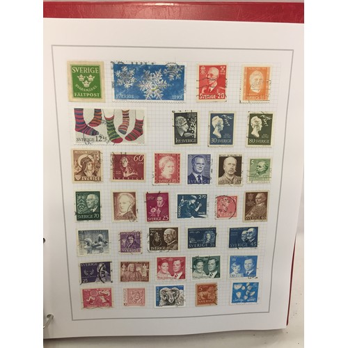 323 - 26 ALBUMS OF WORLD STAMPS (THE PHOTOS SHOW ONLY A SMALL AMOUNT OF THE TOTAL CONTENTS)