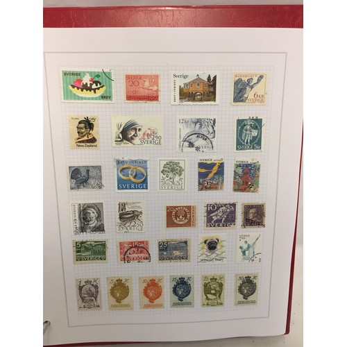 323 - 26 ALBUMS OF WORLD STAMPS (THE PHOTOS SHOW ONLY A SMALL AMOUNT OF THE TOTAL CONTENTS)