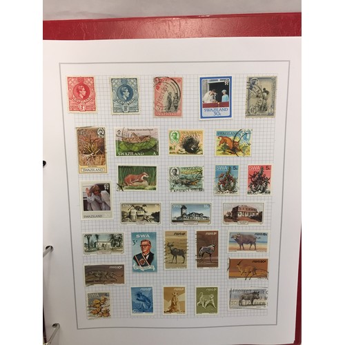 323 - 26 ALBUMS OF WORLD STAMPS (THE PHOTOS SHOW ONLY A SMALL AMOUNT OF THE TOTAL CONTENTS)