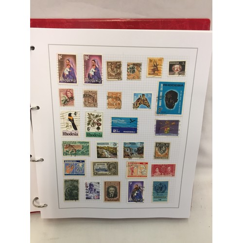 323 - 26 ALBUMS OF WORLD STAMPS (THE PHOTOS SHOW ONLY A SMALL AMOUNT OF THE TOTAL CONTENTS)