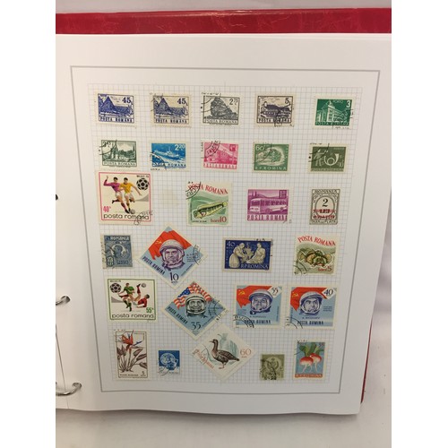 323 - 26 ALBUMS OF WORLD STAMPS (THE PHOTOS SHOW ONLY A SMALL AMOUNT OF THE TOTAL CONTENTS)