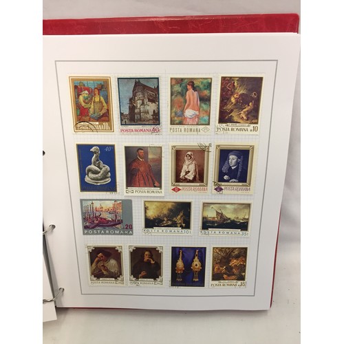 323 - 26 ALBUMS OF WORLD STAMPS (THE PHOTOS SHOW ONLY A SMALL AMOUNT OF THE TOTAL CONTENTS)