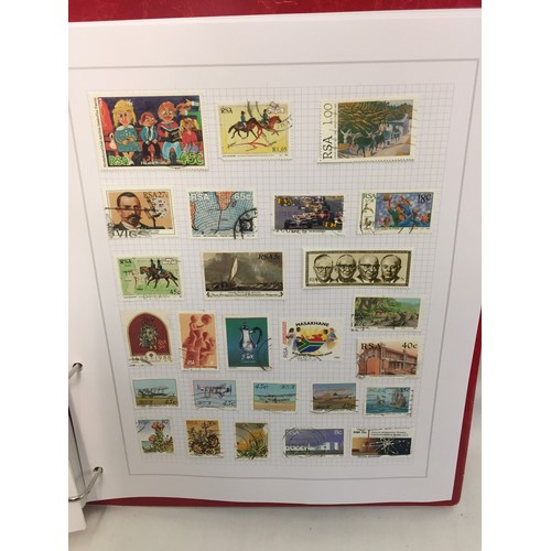 323 - 26 ALBUMS OF WORLD STAMPS (THE PHOTOS SHOW ONLY A SMALL AMOUNT OF THE TOTAL CONTENTS)