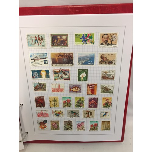 323 - 26 ALBUMS OF WORLD STAMPS (THE PHOTOS SHOW ONLY A SMALL AMOUNT OF THE TOTAL CONTENTS)