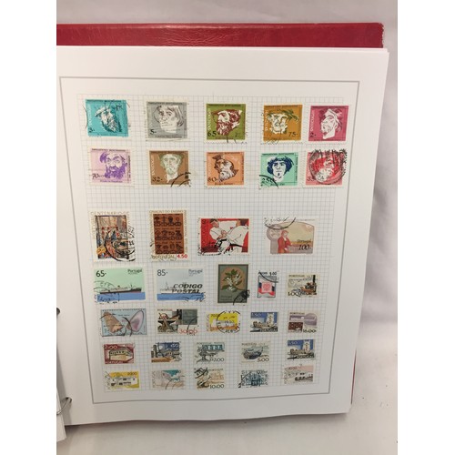 323 - 26 ALBUMS OF WORLD STAMPS (THE PHOTOS SHOW ONLY A SMALL AMOUNT OF THE TOTAL CONTENTS)