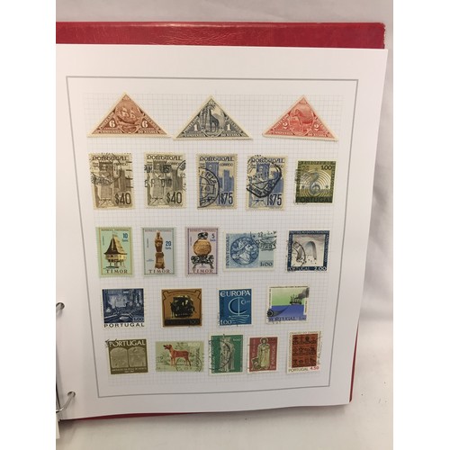 323 - 26 ALBUMS OF WORLD STAMPS (THE PHOTOS SHOW ONLY A SMALL AMOUNT OF THE TOTAL CONTENTS)