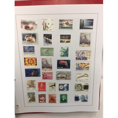 323 - 26 ALBUMS OF WORLD STAMPS (THE PHOTOS SHOW ONLY A SMALL AMOUNT OF THE TOTAL CONTENTS)