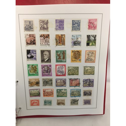 323 - 26 ALBUMS OF WORLD STAMPS (THE PHOTOS SHOW ONLY A SMALL AMOUNT OF THE TOTAL CONTENTS)