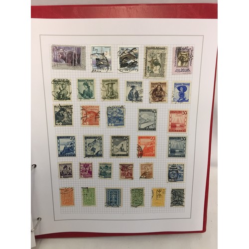 323 - 26 ALBUMS OF WORLD STAMPS (THE PHOTOS SHOW ONLY A SMALL AMOUNT OF THE TOTAL CONTENTS)