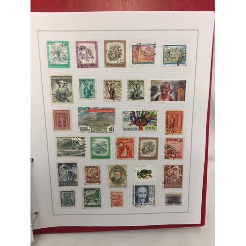 323 - 26 ALBUMS OF WORLD STAMPS (THE PHOTOS SHOW ONLY A SMALL AMOUNT OF THE TOTAL CONTENTS)