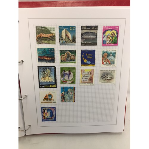 323 - 26 ALBUMS OF WORLD STAMPS (THE PHOTOS SHOW ONLY A SMALL AMOUNT OF THE TOTAL CONTENTS)