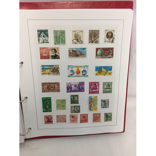 323 - 26 ALBUMS OF WORLD STAMPS (THE PHOTOS SHOW ONLY A SMALL AMOUNT OF THE TOTAL CONTENTS)