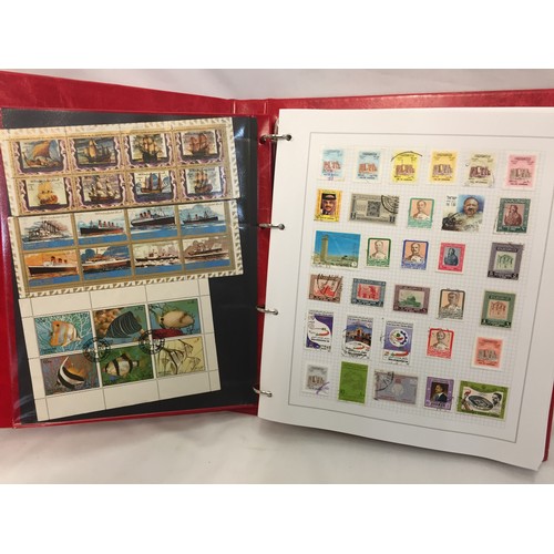 323 - 26 ALBUMS OF WORLD STAMPS (THE PHOTOS SHOW ONLY A SMALL AMOUNT OF THE TOTAL CONTENTS)